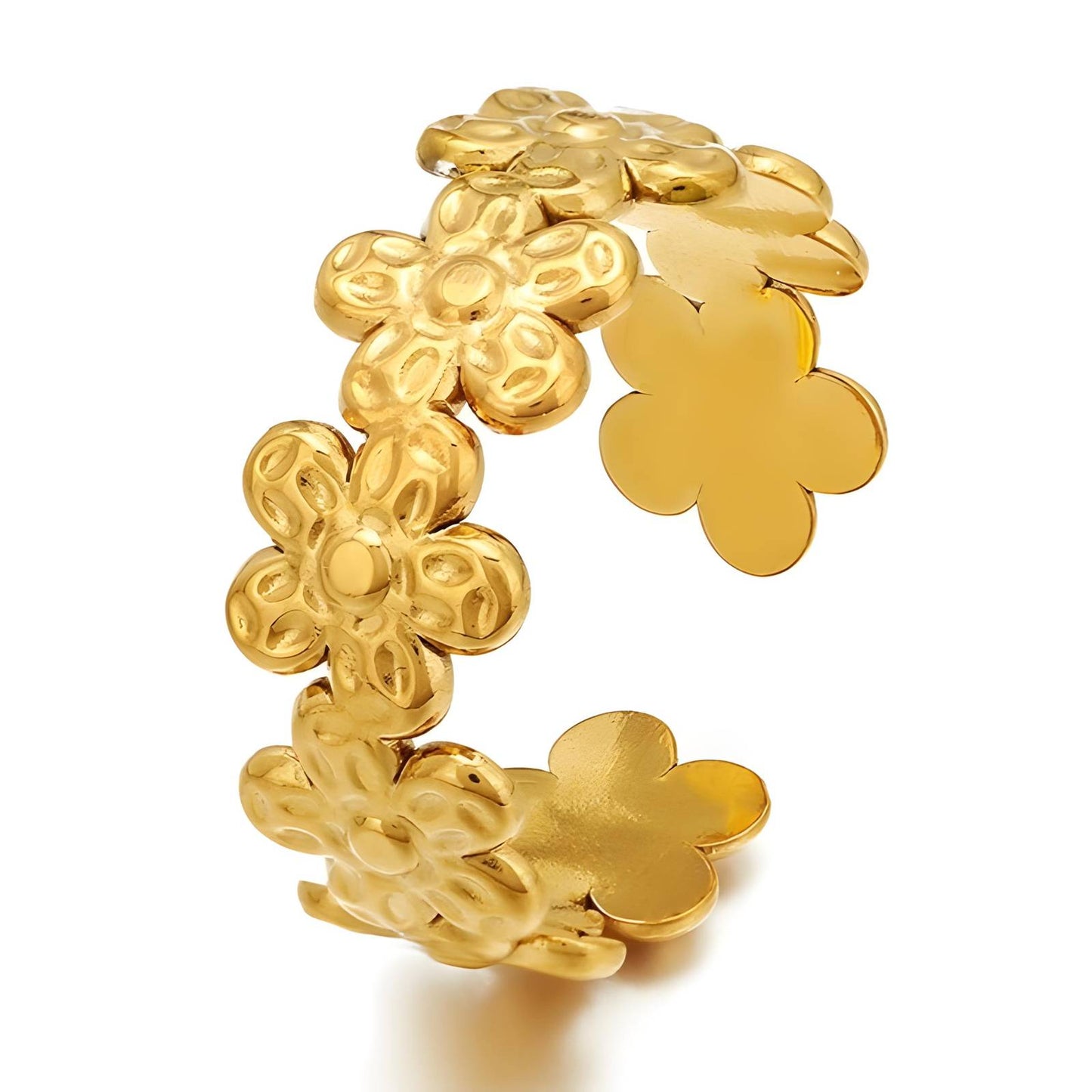 18K gold plated Stainless steel  Flowers finger ring, Intensity