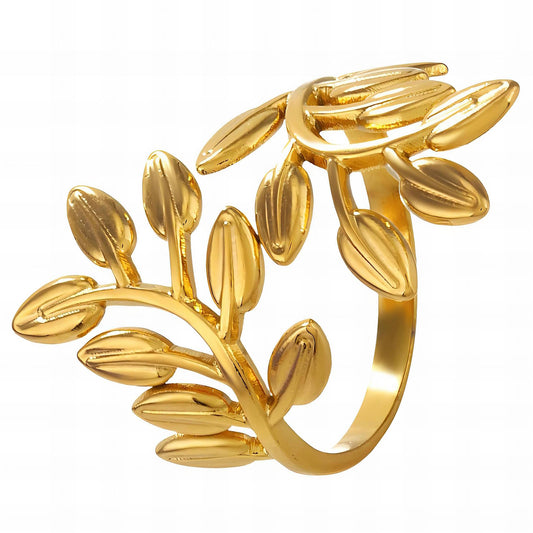 18K gold plated Stainless steel  Leafs finger ring, Intensity