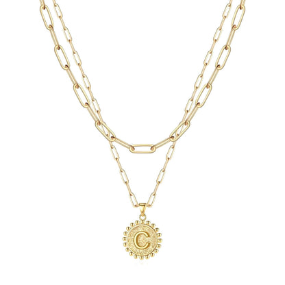 18K gold plated Stainless steel  Letter C necklace, Intensity