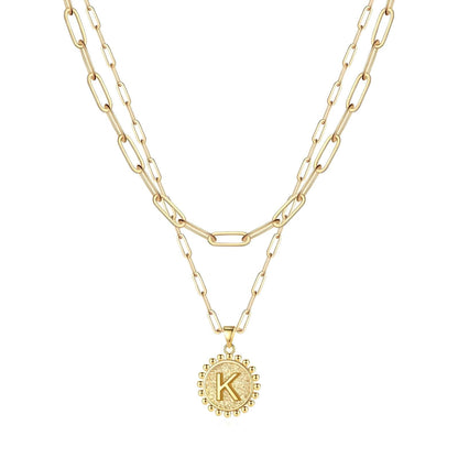 18K gold plated Stainless steel  Letter K necklace, Intensity