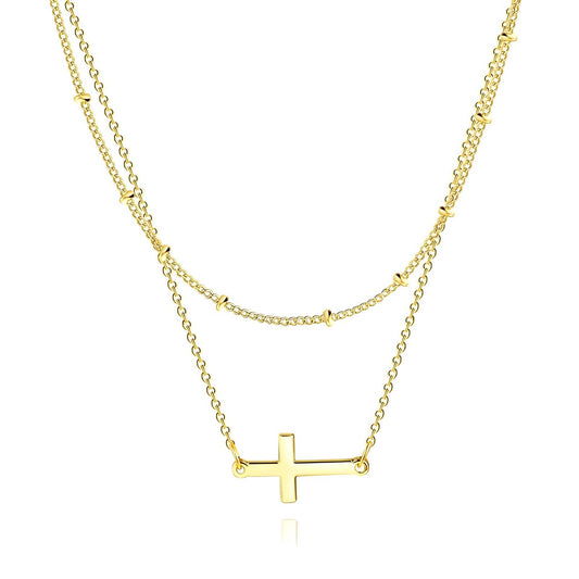 18K gold plated Stainless steel  Crosses necklace, Intensity