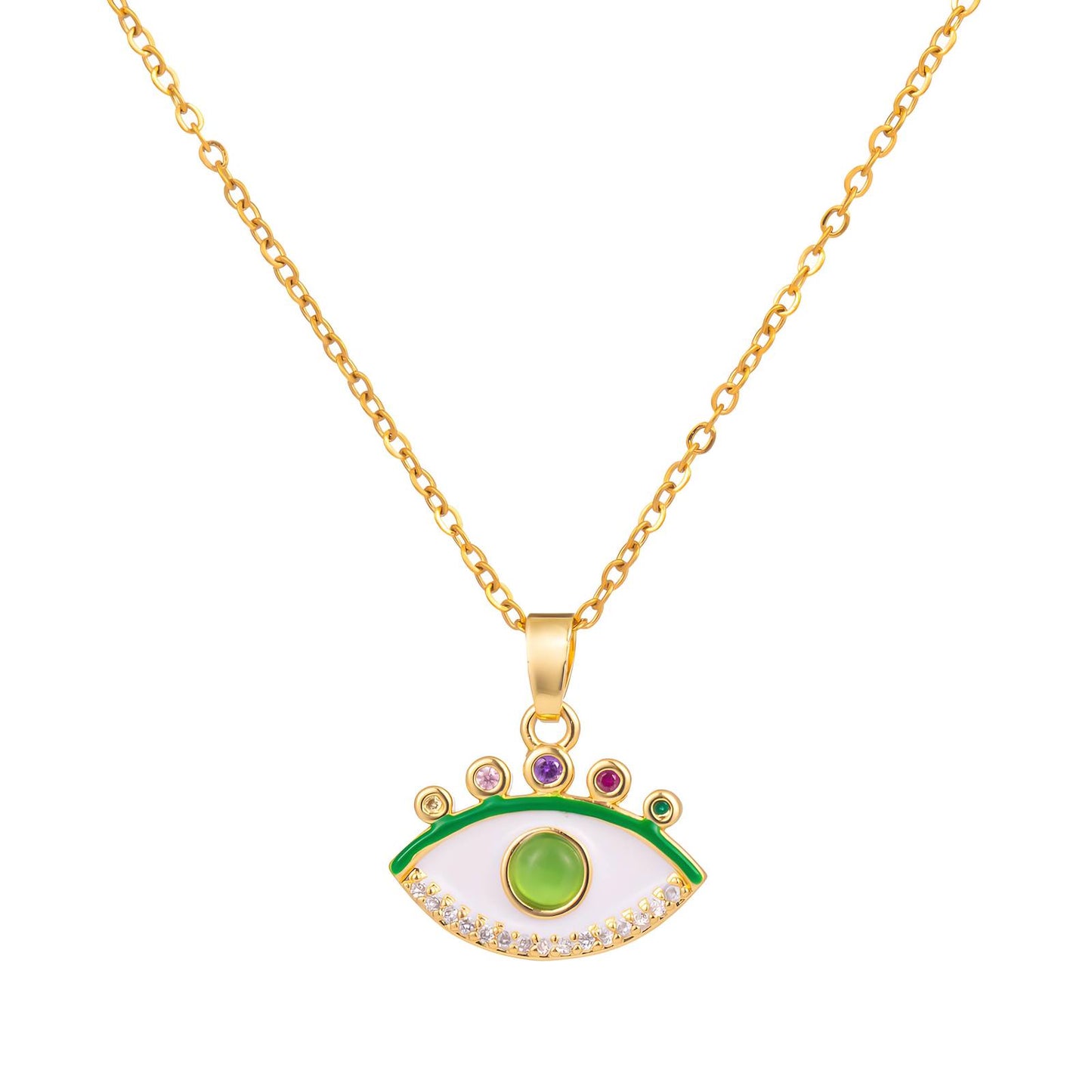 18K gold plated Stainless steel  Evil Eye necklace, Intensity