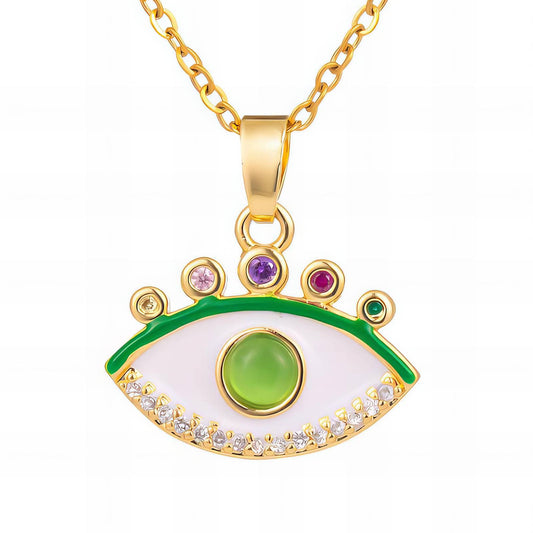 18K gold plated Stainless steel  Evil Eye necklace, Intensity