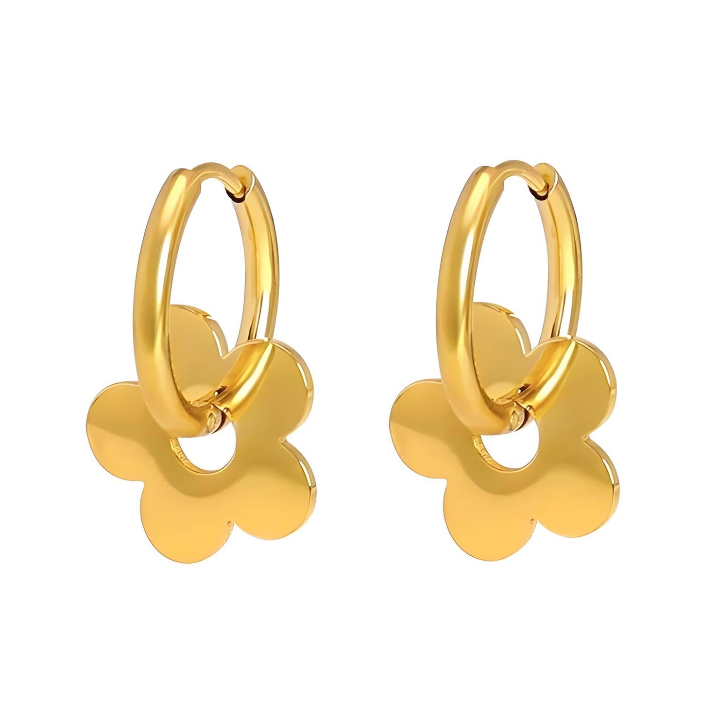 18K gold plated Stainless steel  Flowers earrings, Intensity