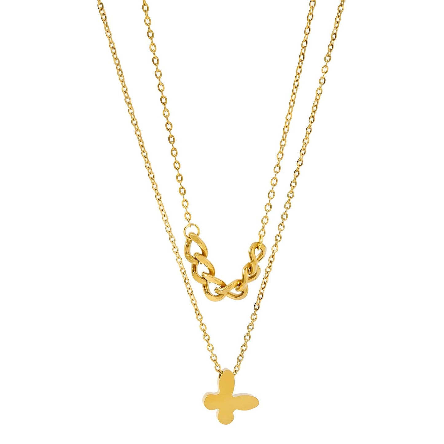 18K gold plated Stainless steel  Butterfly necklace, Intensity