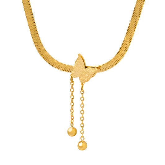 18K gold plated Stainless steel  Butterfly necklace, Intensity