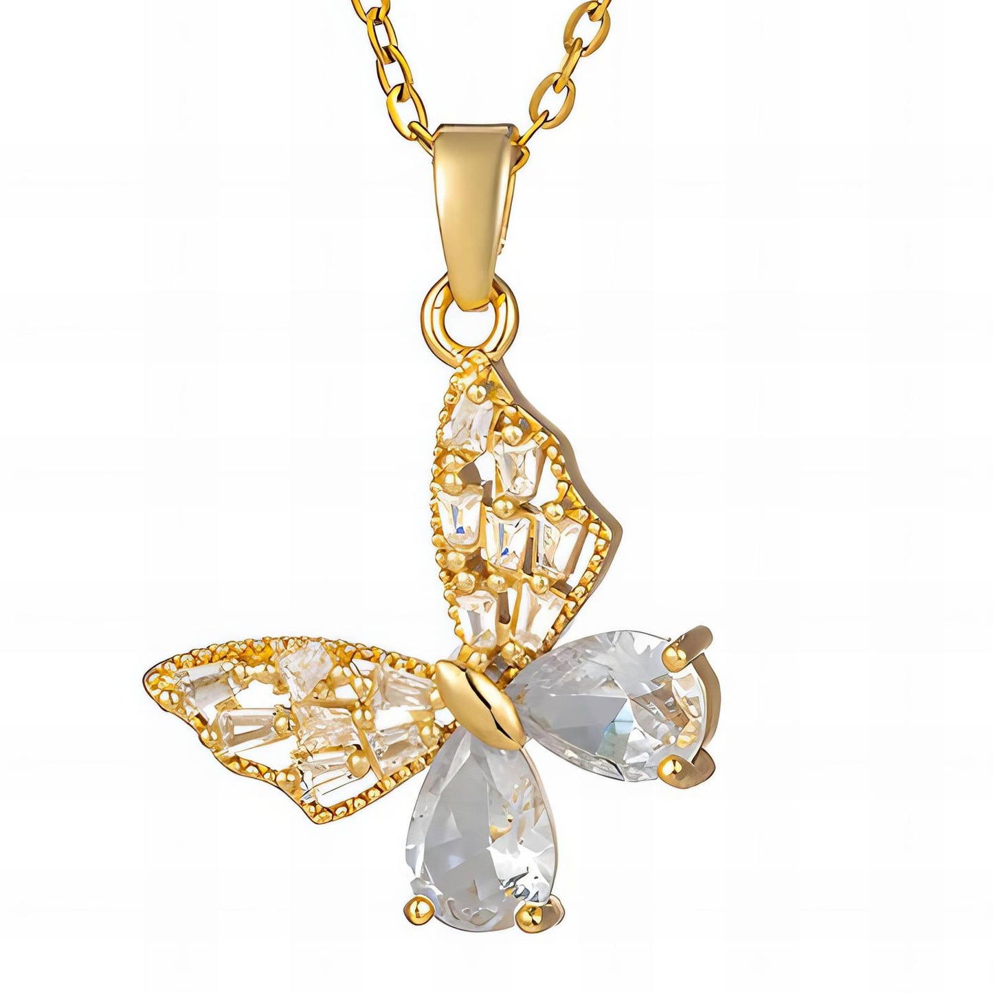 18K gold plated Stainless steel  Butterfly necklace, Intensity