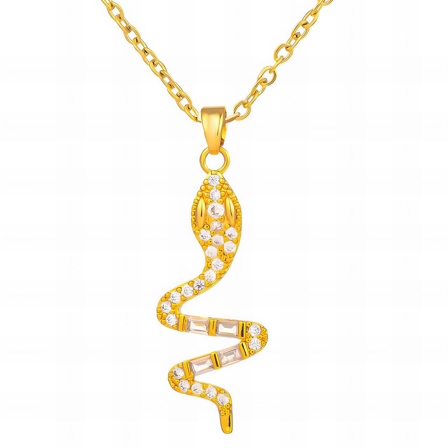 18K gold plated Stainless steel  Snake necklace, Intensity