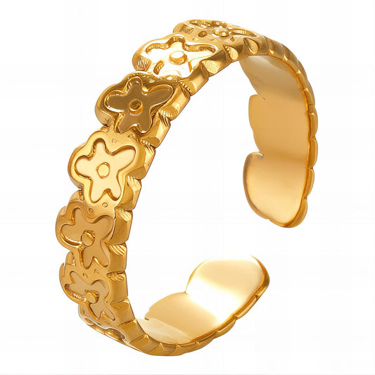 18K gold plated Stainless steel  Flowers finger ring, Intensity