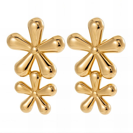 18K gold plated Stainless steel  Flowers earrings, Intensity