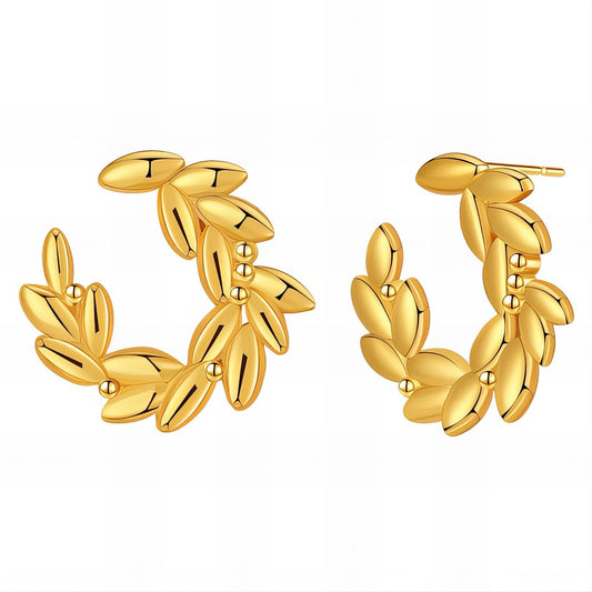 18K gold plated Stainless steel  Leafs earrings, Intensity