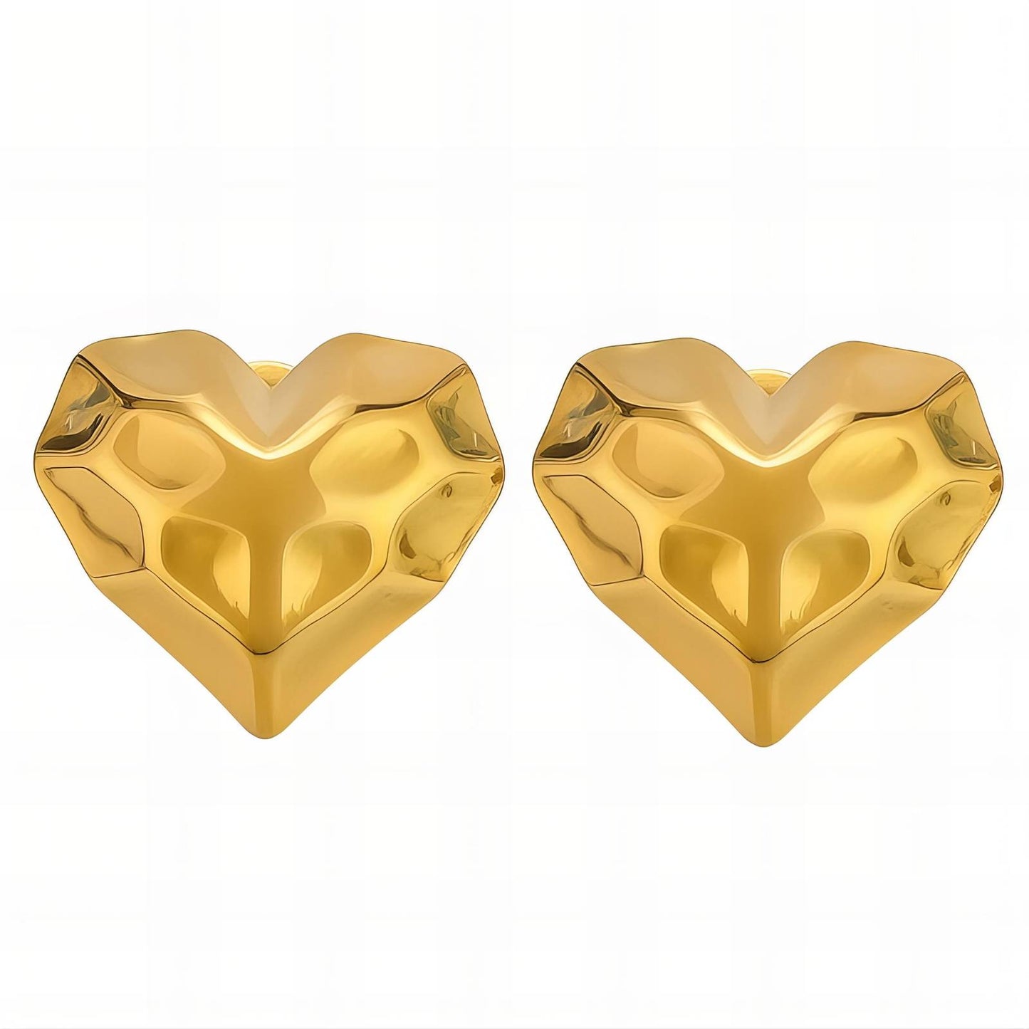 18K gold plated Stainless steel  Hearts earrings, Intensity