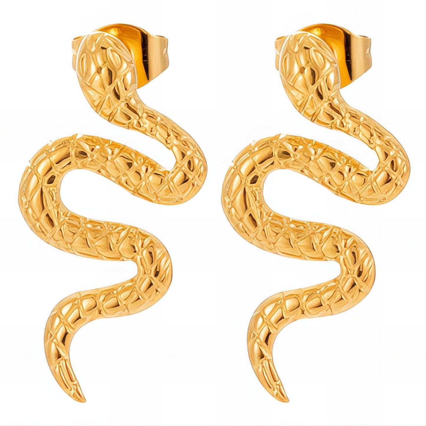 18K gold plated Stainless steel  Snakes earrings, Intensity