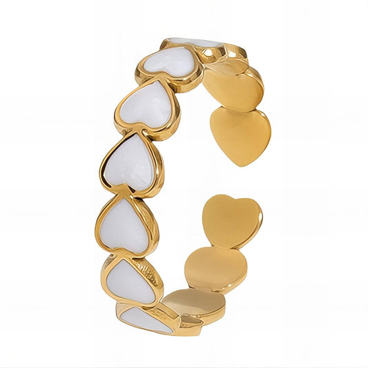 18K gold plated Stainless steel  Hearts finger ring, Intensity