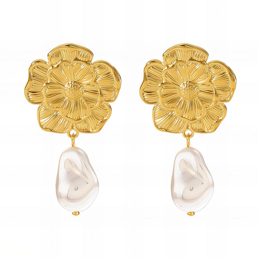 18K gold plated Stainless steel  Flowers earrings, Intensity