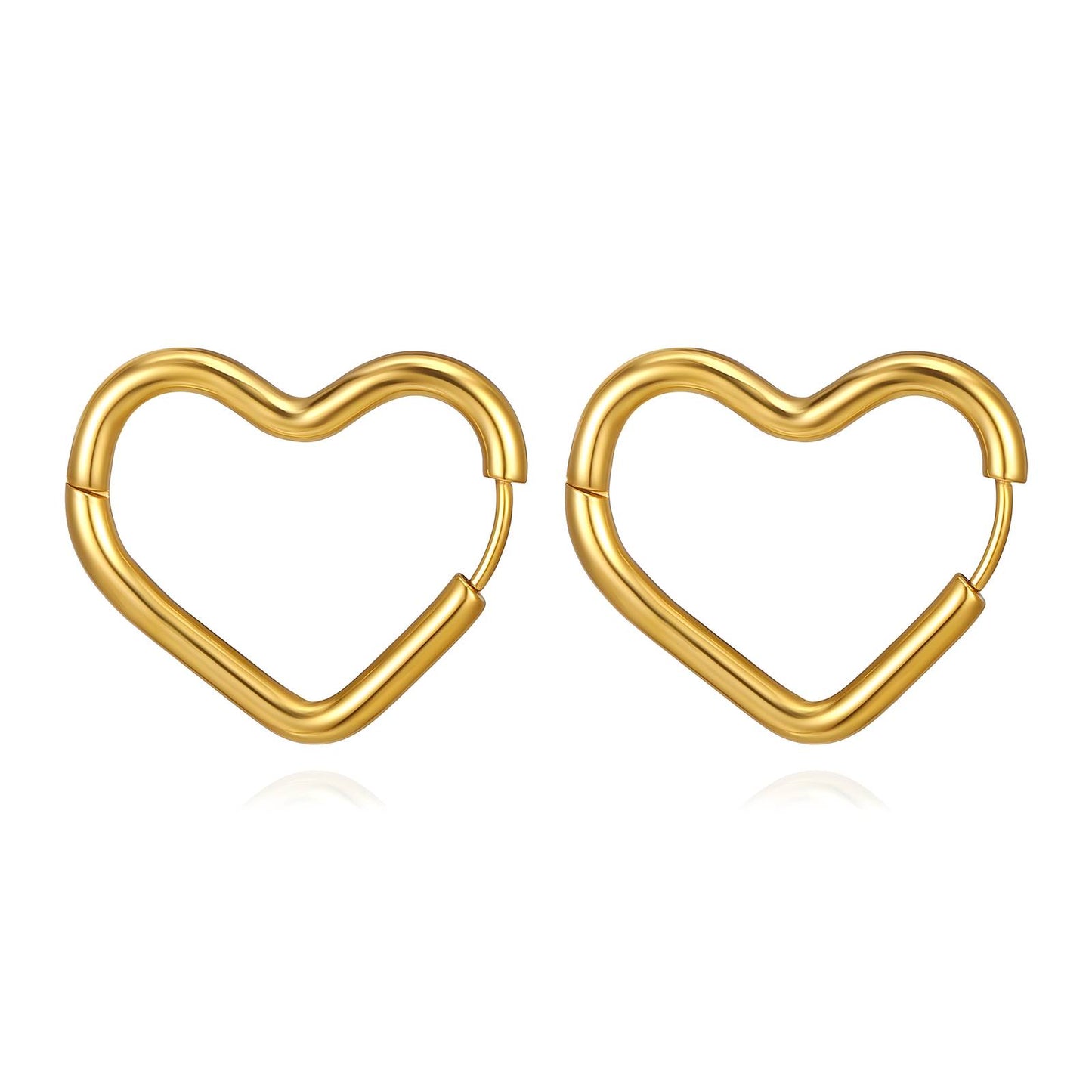 18K gold plated Stainless steel  Hearts earrings, Intensity