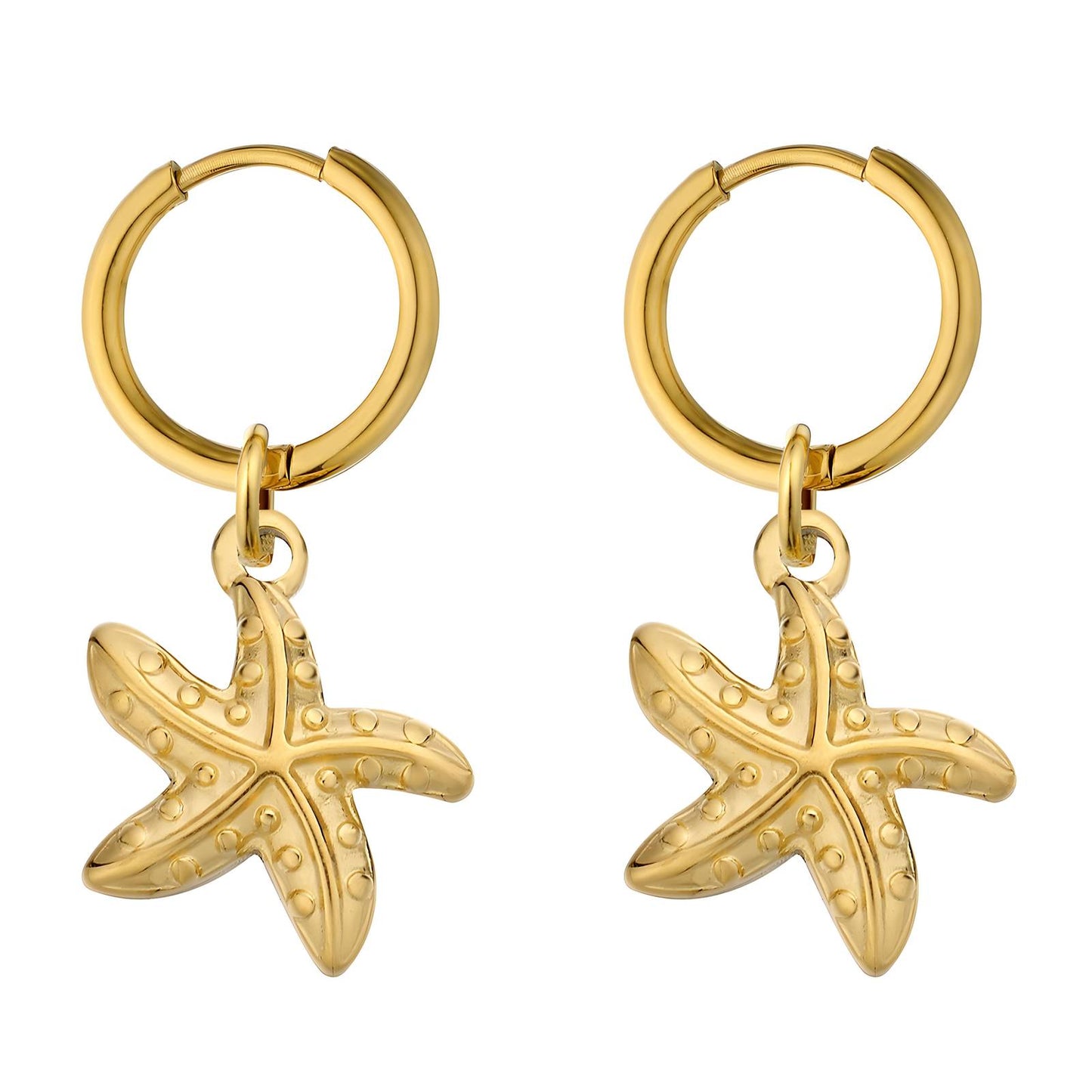 18K gold plated Stainless steel  Starfish earrings, Intensity