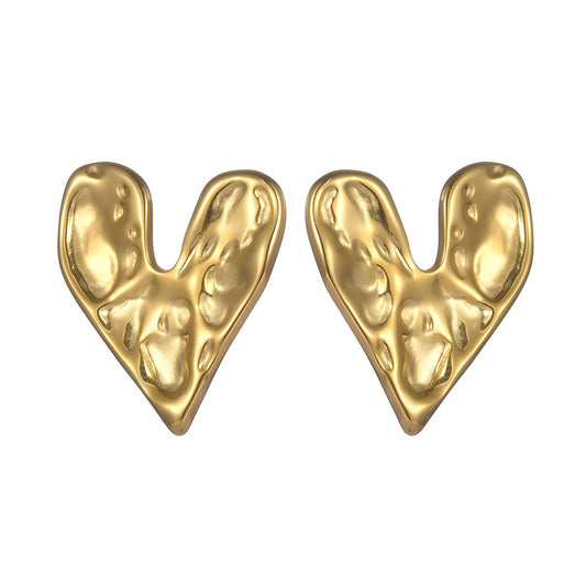 18K gold plated Stainless steel  Hearts earrings, Intensity