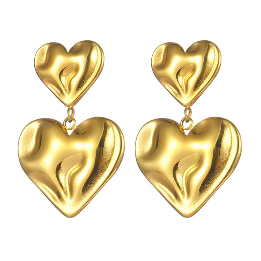 18K gold plated Stainless steel  Hearts earrings, Intensity