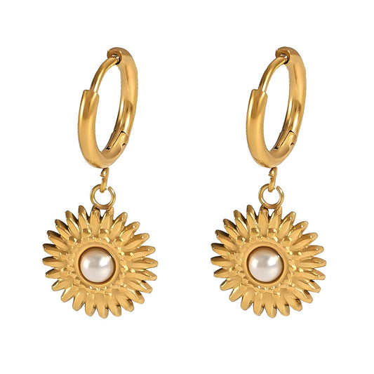 18K gold plated Stainless steel  Flowers earrings, Intensity