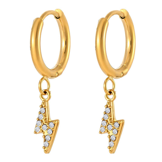 18K gold plated Stainless steel  Thunder earrings, Intensity