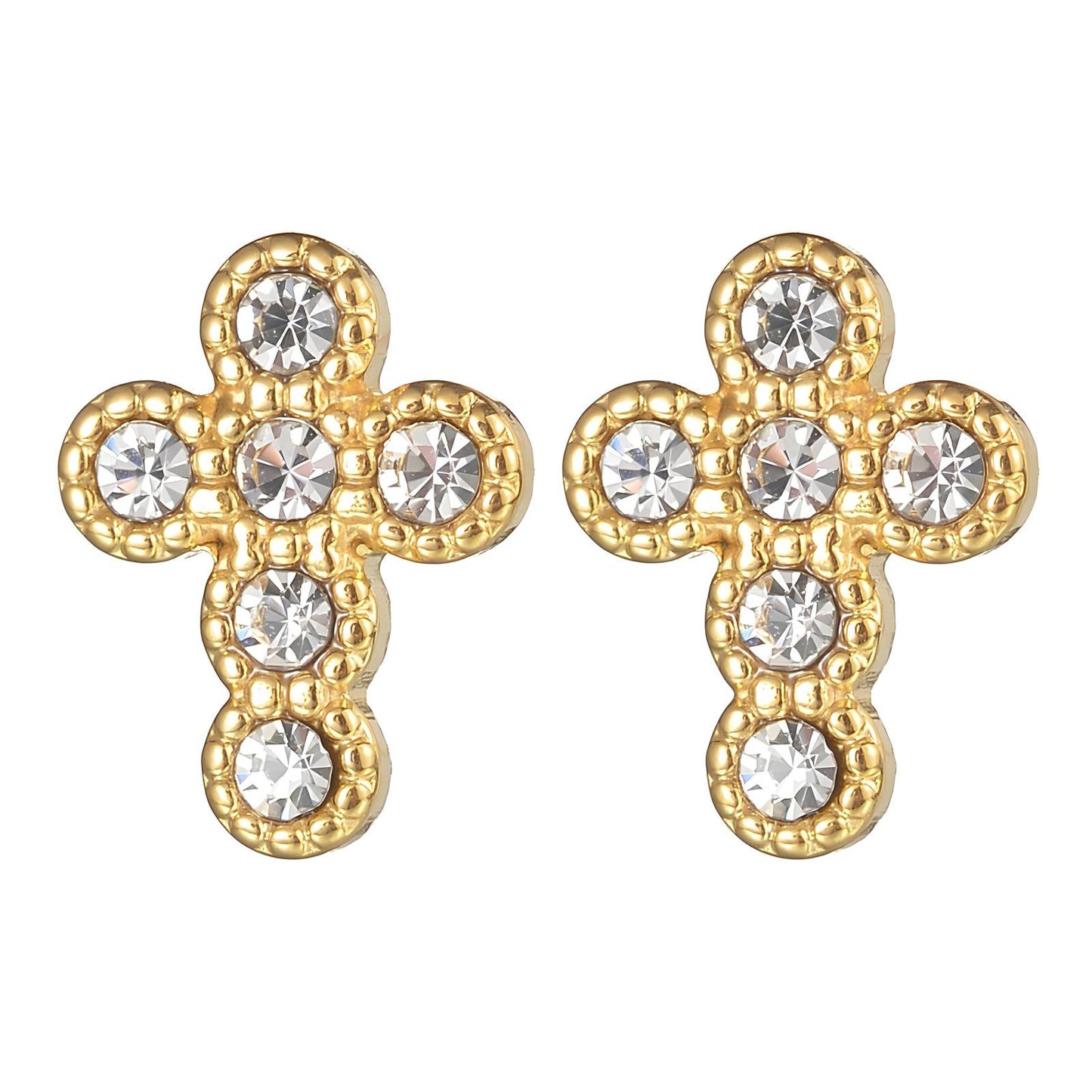 18K gold plated Stainless steel  Crosses earrings, Intensity