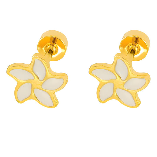 18K gold plated Stainless steel  Flowers earrings, Intensity