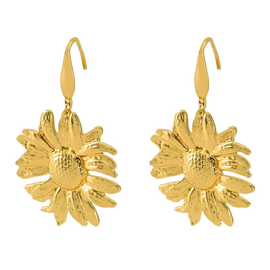 18K gold plated Stainless steel  Flowers earrings, Intensity