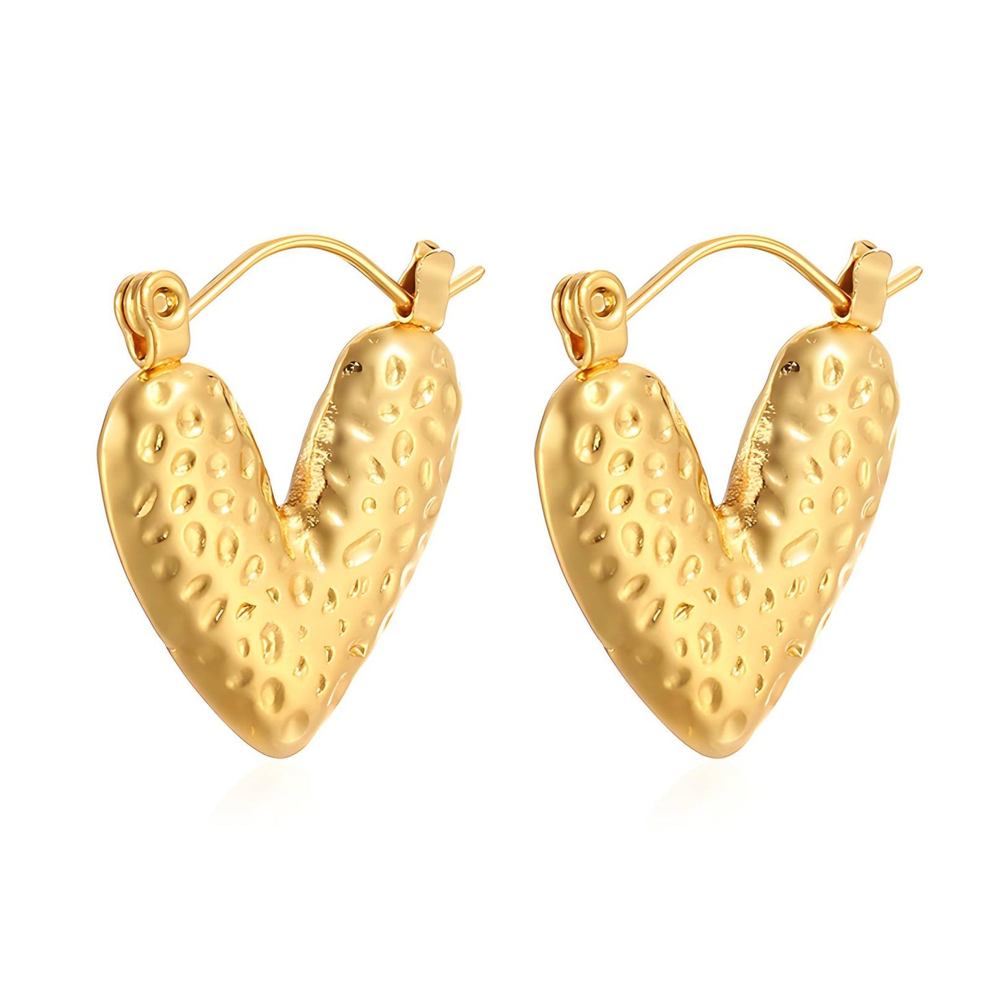 18K gold plated Stainless steel  Heart earrings, Intensity