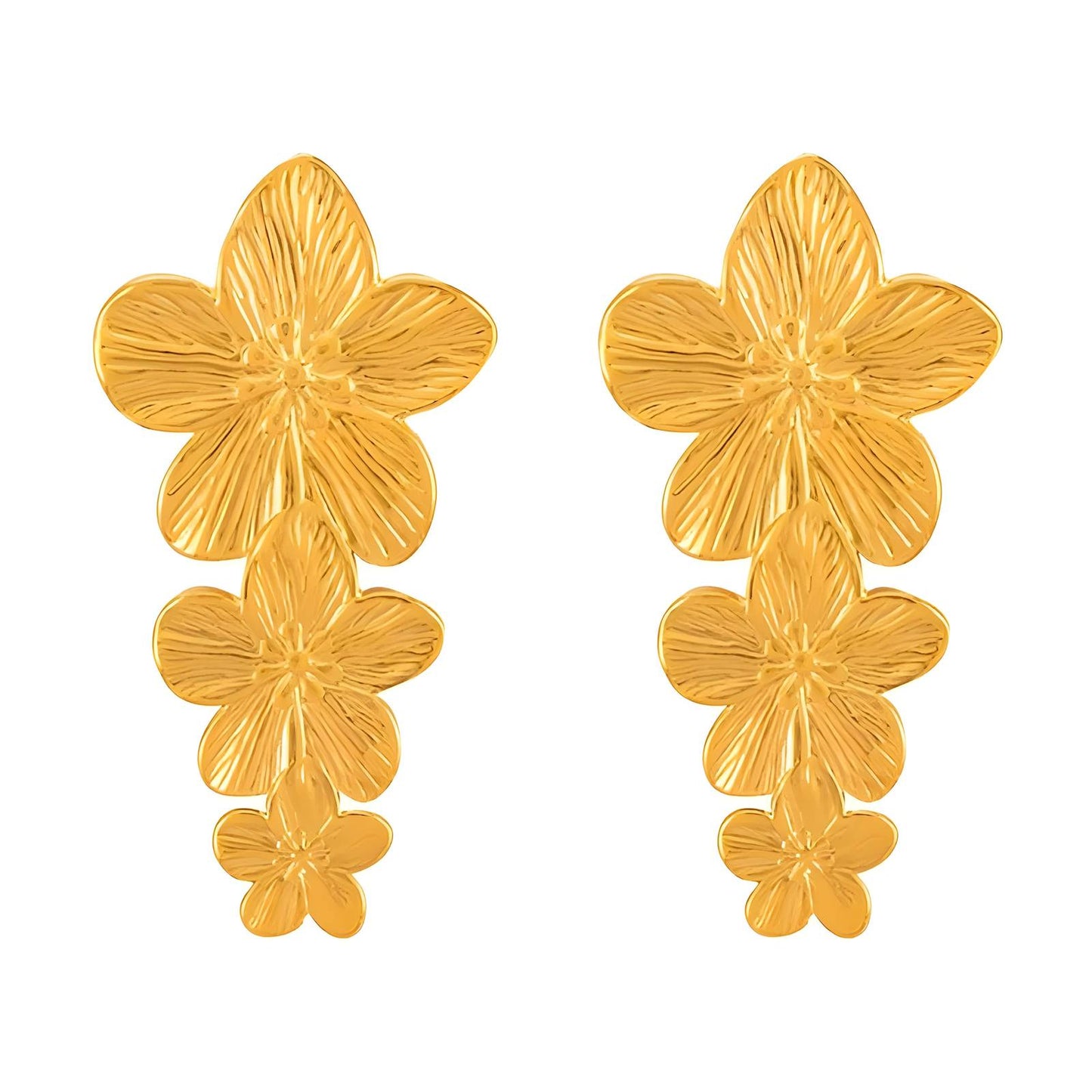 18K gold plated Stainless steel  Flowers earrings, Intensity