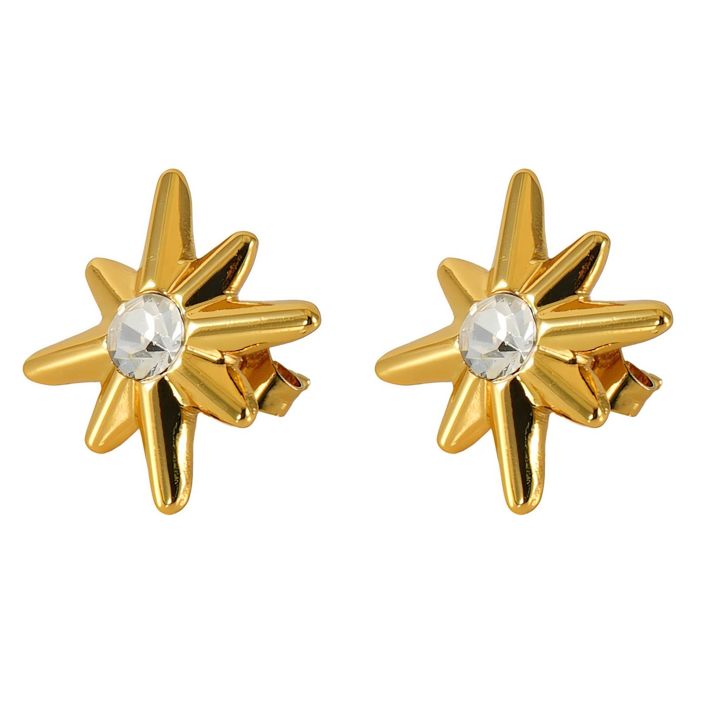 18K gold plated Stainless steel  Flowers earrings, Intensity