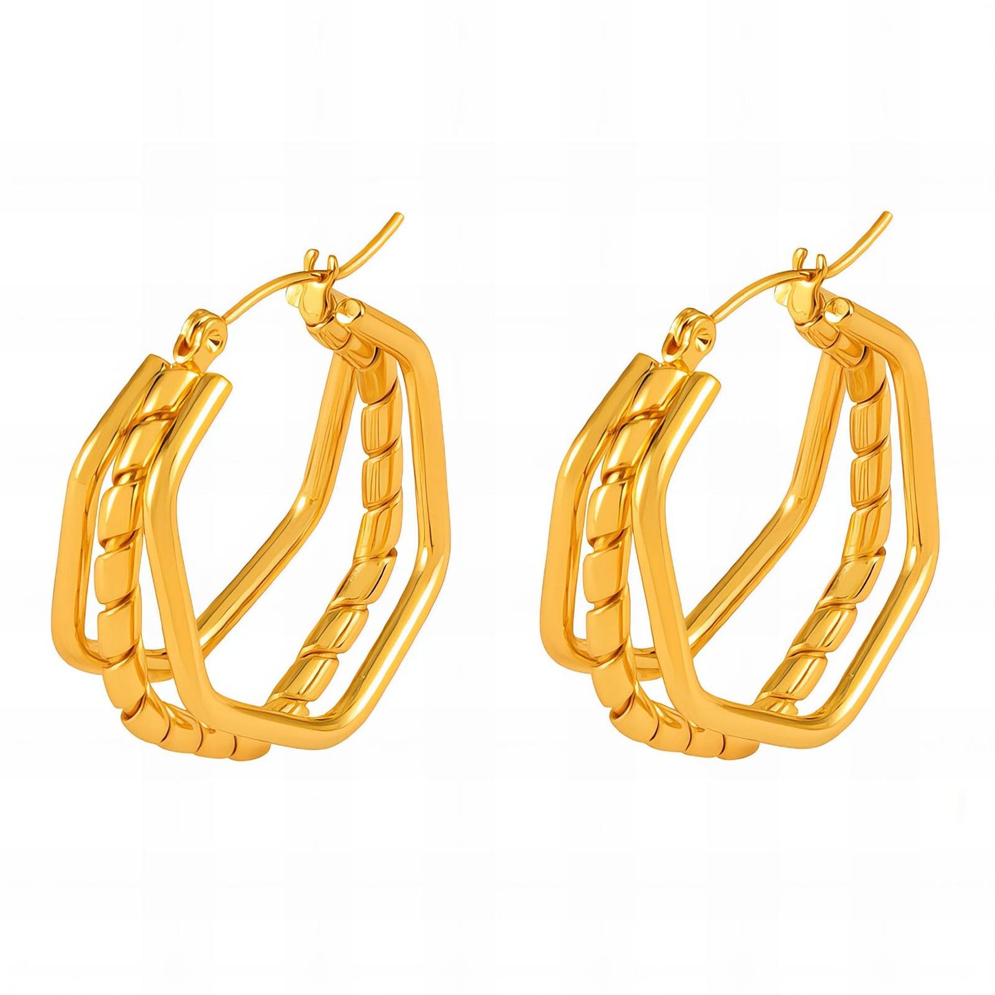 18K gold plated Stainless steel earrings, Intensity