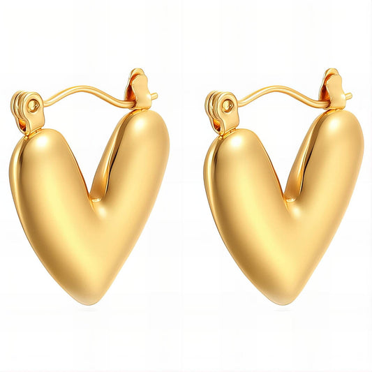 18K gold plated Stainless steel  Hearts earrings, Intensity