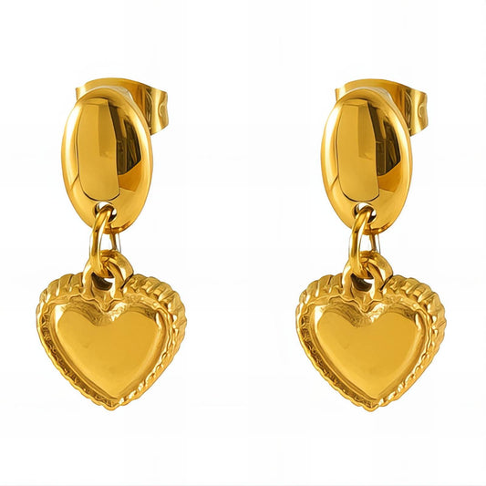 18K gold plated Stainless steel  Hearts earrings, Intensity