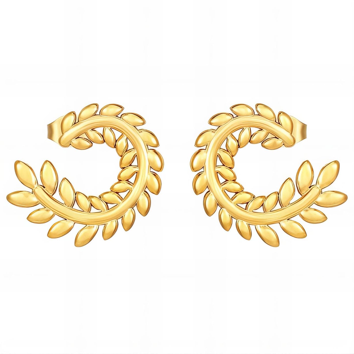 18K gold plated Stainless steel  Leafs earrings, Intensity