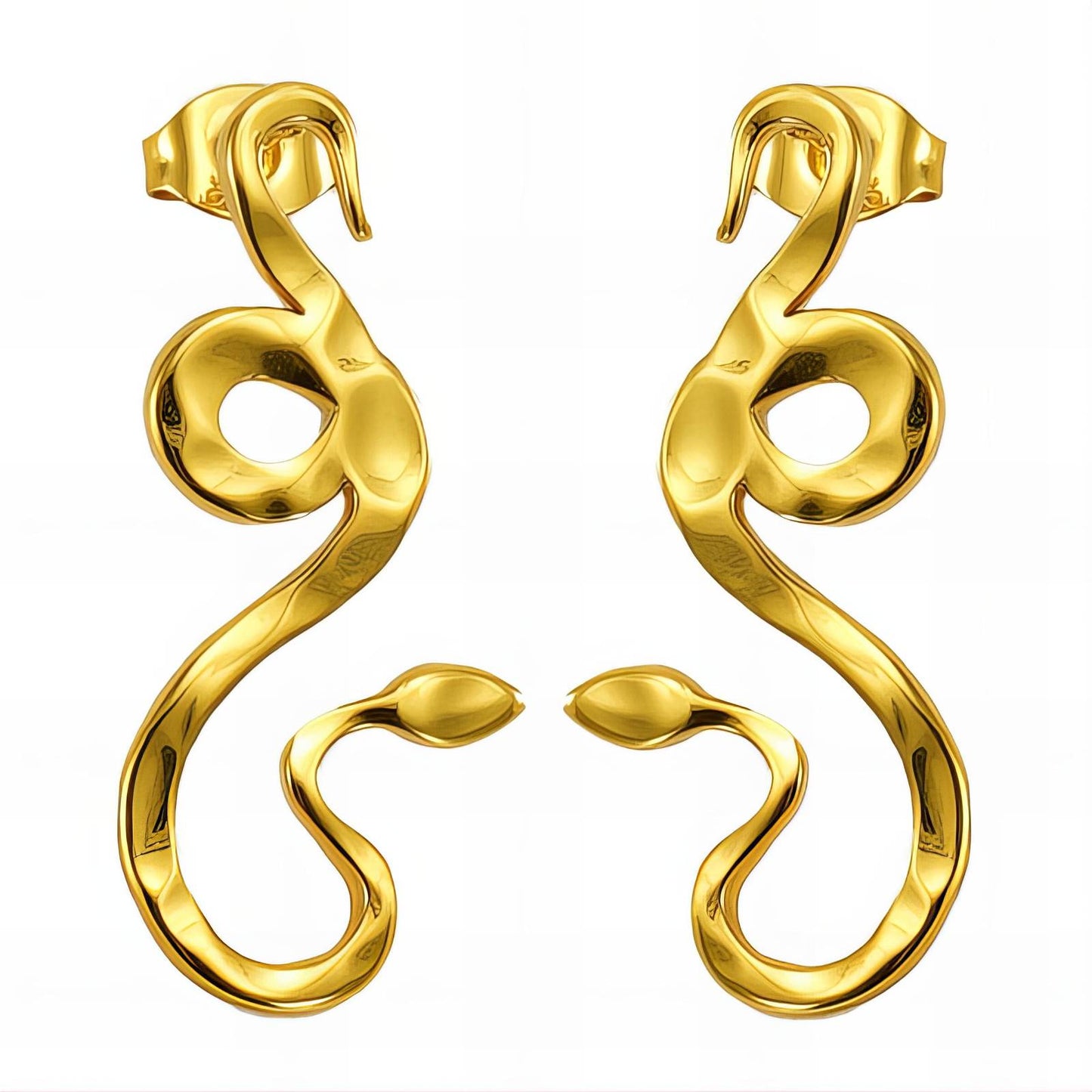 18K gold plated Stainless steel  Snakes earrings, Intensity