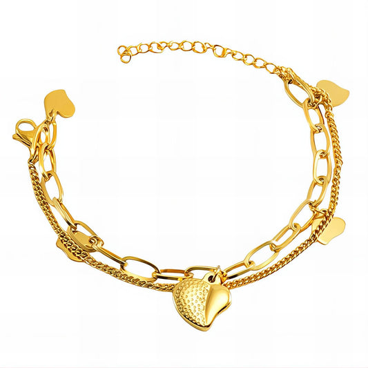 18K gold plated Stainless steel  Hearts bracelet, Intensity