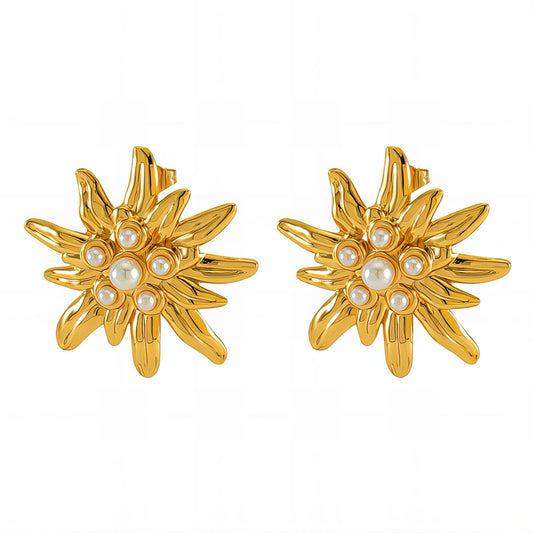 18K gold plated Stainless steel  Flowers earrings, Intensity